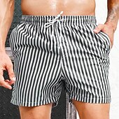 preiswerte Herren Badeshorts-Herren Boardshorts Badeshorts Bademode Ausgehen Wochenende Atmungsaktiv Schnelltrocknend Tasche Kordelzug Elastische Taille Gestreift Kurz Gymnastik Brautkleider schlicht Sportkleidung Himmelblau
