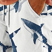 halpa Ocean Print-Miesten Hai meren elämää Uimashortsit Surffishortsit Uimahousut Keskivyötärö Loma Havaijilainen Lomakeskuksen tyyli Loma Pyhäpäivä Hiekkaranta Kurenauha verkkovuorella Joustava vyötärö Suunnittelija