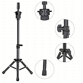 abordables Herramientas y accesorios-Trípode para peluca de 22 pulgadas, soporte para peluca, cabeza de maniquí para pelucas, conjunto de bloque de cabeza de lona para pelucas, exhibición con gorros de peluca, juego de pines t/c