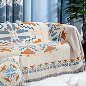 preiswerte Sofadecken &amp; Überwürfe-Boho-Mandala-Fadendecke, ländliche Geometrie, Sofa-Hängeteppich, gestrickte Sofadecke aus Baumwolle