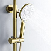 abordables Grifos de ducha-Sistema ducha / Válvula mezcladora termostática Conjunto - Alcachofa incluida Ducha de chorro múltiple Cascada Moderno Galvanizado Apertura Externa Válvula Cerámica Bath Shower Mixer Taps