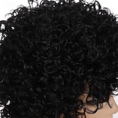 economico Parrucche da festa-Parrucca Corto Riccia Afro per Donne Nere Parrucche Kinky con Frangia Parrucche Sintetiche Resistente al Calore Parrucche dall&#039;Aspetto Naturale Parrucca di Halloween