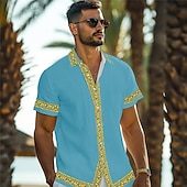 cheap Retro Vintage Print-Men&#039;s Lemon Shirt Summer Hawaiian Shirt Aloha Shirt Short Sleeve Shirt Turndown Vacation Hawaiian Outdoor Vacation Hawaiian Black White Pink S M L