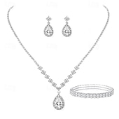 abordables Pour elle-Sac à Main pour Femmes Ensemble de Bijoux en Diamant Aquatique Éclatant Collier Boucles d&#039;Oreilles Bracelet 4 Ensemble Pochette de Mariage Cadeau de Noël