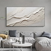 cheap Landscape Paintings-Hand painted Textured White Abstract Sandy Beach Oil Painting on Canvas handmade Original Blue Ocean Painting Custom Art Decor for Living room Wall Decor Wall Art