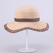 preiswerte Partyhut-Hüte Strohfaser-Eimerhut Strohhut Sonnenhut Hochzeit Strand elegant einfach mit Spleißkopfbedeckung Kopfbedeckung