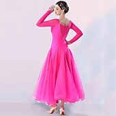 economico Abbigliamento da Competizione-Balli da sala Abito A fantasia Cristalli / Strass Per donna Prestazioni Feste Manica lunga Retato Elastene Organza
