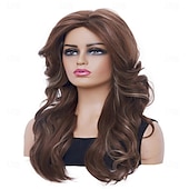 economico Parrucche storiche-Parrucche vintage Rugelyss parrucca mista marrone per donne parrucche sintetiche a strati complete per cosplay costume parrucche disco degli anni &#039;60 &#039;70 &#039;80 di Halloween