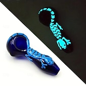 abordables Accesorios para fumar-1 pieza de tubo de vidrio hecho a mano para tubo de vidrio gecko azul que brilla en la oscuridad