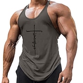 cheap Sports Gym T shirts-Men&#039;s Letter Tank Top Vest Top Undershirt Racer Back Tank Top Sleeveless T shirt U Neck Shirt Stylish Muscle Comfortable Sport Daily Vacation Black White Yellow Summer Clothing Apparel M L XL XXL