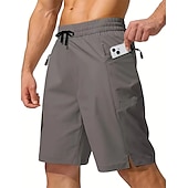 お買い得  男性用水泳パンツ-男性用 ボードショーツ スイムトランク お出かけ 週末 速乾性 ドローストリング 弾性ウエスト ポケット付き 平織り 膝丈 体操服 カジュアル アクティブウェア ワインレッド ブラック