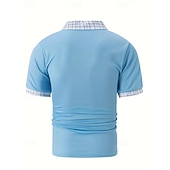 olcso Férfi klasszikus póló-Férfi POLO trikó Button Up Polos Hétköznapi Sport Hajtóka Rövid ujjú Divat Alap Színes Tyúklábminta Kollázs Zseb Nyár Normál Fekete Fehér Tengerészkék Medence Khakizöld POLO trikó