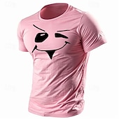 Недорогие Мужские футболки с 3D принтами-Муж. Смешной Футболка Полиэстер С короткими рукавами Графика Рубашка Армейский зеленый / Оливковый Армейский зеленый + черный Черный 1 Удобная футболка Для спорта и активного отдыха Праздники