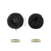 abordables Chignons-chignons Chignon Cheveux Synthétiques Pièce de cheveux Extension des cheveux Afro bouclé Ondulation Nouvelle An du quotidien Usage quotidien Noir naturel #1B