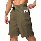 お買い得  男性用水泳パンツ-男性用 ボードショーツ スイムトランク お出かけ 週末 速乾性 ドローストリング 弾性ウエスト ポケット付き 平織り 膝丈 体操服 カジュアル アクティブウェア ワインレッド ブラック