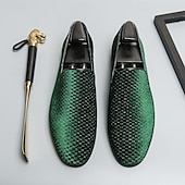 preiswerte Halbformell-Herren Loafer &amp; Slip On Übergrössen Loafer fahren Wanderschuhe Geschäftlich Britisch Hochzeit Party &amp; Abend St. Patricks Day Stoff Schwarz Weiß Blau Frühling Herbst