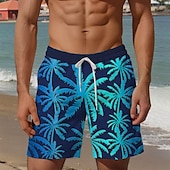 cheap Tropical Plants &amp; Flowers-Men&#039;s Coconut Tree Swim Shorts Board Shorts Swimming Trunks Mid Waist Vacation Hawaiian Holiday Vacation Holiday Beach Drawstring with Mesh lining Elastic Waist Designer Clothing Apparel
