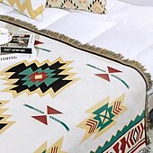 preiswerte Sofadecken &amp; Überwürfe-Boho-Mandala-Fadendecke, ländliche Geometrie, Sofa-Hängeteppich, gestrickte Sofadecke aus Baumwolle