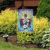 levne Zahradní vlajky, banner-Ježíšská zahradní vlajka 12x18 palců Venkovní dekorace On vstal Vítejte Zahradní terasa vlajka Květinový dvorek vlajka Dvouruční prázdninové venkovní vlajky 1ks