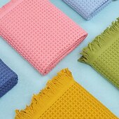 baratos Conjuntos de toalhas-Toalha de banho waffle de tamanho grande, 180x90cm, hotel 100% algodão, toalhas de banho de secagem rápida, super absorvente, leve, macia, multi cores