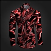 economico Geometrica-Per uomo Geometrica Graffiti Camicia con bottoni Camicie stampate Manica lunga Sottoculturale Da mare Feste Strada Primavera estate Collo ripiegabile Stampa Bottone giù Rosa Rosso Blu Azzurro cielo