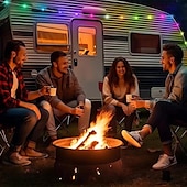 economico Striscie luci ad energia solare-lanterna da campeggio luci solari a stringa multifunzionali ricaricabili tenda da campeggio luce da esterno 16,4 piedi ip65 attrezzatura da campeggio impermeabile con emergenza ricaricabile per decorazioni natalizie, per la casa e per le feste