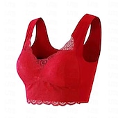 baratos Sutiãs-sutiãs femininos sem fio sutiãs acolchoados cobertura total decote em v respirável push up renda cor pura pull-on fechamento data casual diário náilon sexy 1pc preto azul / sutiãs&amp;amp;bralettes / 1