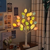 cheap Easter Lights-Easter Decorations White Birch Tree with 24 Pcs Easter Egg Ornaments 24 Warm White LED Lights Easter Egg Tree Centerpiece for Table Spring Home Wedding Birthday Indoor