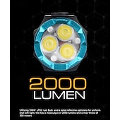 abordables Lampes de poche-Lampe de poche à pouce monstre à trois yeux 2000lm, mini flash super puissant 20w avec batterie rechargeable 1500mah, lampe de secours usb type-c p50