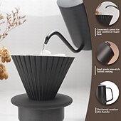 billiga Prime-serien-häll över kaffebryggare set- 6 i 1 sus304 teflon yta långsamt droppande kaffebryggare set droppande kopp filterpapper kopp bärbar låda för resor, kaffe presentbox set alla hjärtans dag present