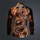 abordables Motif Animal-Homme Dragon Chemise Chemise boutonnée manche longue Abstrait Usage quotidien Sortie Printemps Col rabattu Imprimer Bouton bas Noir Jaune Rose Claire Rouge Bleu Roi