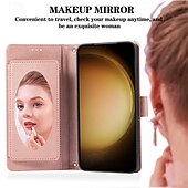 Недорогие Чехлы для Samsung-телефон Кейс для Назначение SSamsung Galaxy S24 S23 S22 S21 S20 Plus Ultra A34 S25 Ультра Кошелек для карт Зеркальная поверхность Молния Полная защита тела Геометрический рисунок ТПУ Кожа PU