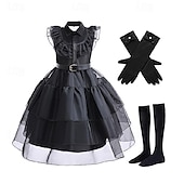 levne Dívčí kostýmy-Středa Addams Addamsova rodina středa Šaty Cosplay kostým Úbory Punk a gotika Filmové kostýmy for Dívčí Dětské Plesová maškaráda