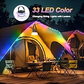 economico Striscie luci ad energia solare-lanterna da campeggio luci solari a stringa multifunzionali ricaricabili tenda da campeggio luce da esterno 16,4 piedi ip65 attrezzatura da campeggio impermeabile con emergenza ricaricabile per decorazioni natalizie, per la casa e per le feste