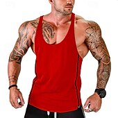 preiswerte Fitness Tank-Tops-Herren Tank Top Weste Unterhemd Ärmelloses Shirt Ärmellos U-Ausschnitt Sommer Farbblock Mode Designer Basic Urlaub Straße Ausgehen Schwarz Weiß Rot Top T-Shirt für Herren