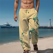 cheap Men&#039;s Printed Casual Pants-Jellyfish Marine Life Men&#039;s Resort 3D Printed Casual Pants Trousers Elastic Waist Drawstring Loose Fit Straight-Leg Summer Beach Pants S TO 3XL