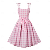tanie Sukienki-Retro / vintage Lata 50. Południe Sukienka Sukienka o kroju A Sukienka huśtawka Kratka Prążki Damskie Randka Wieczór panieński Dla dorosłych Sukienka Sukienki na bal maturalny Lato Wiosna