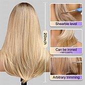 abordables Pelucas de fiesta-Peluca larga rubia en capas con flequillo pelucas de cabello lacio para mujeres peluca sintética resistente al calor aspecto natural para fiestas cosplay uso cotidiano pelucas de Halloween