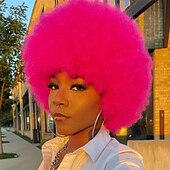 levne Párty paruky-afro paruky pro černé ženy 70. léta krátká černá afro paruka disco afro nafouklé paruky pro ženy výstřední kudrnatá paruka 10palcová přirozeně vypadající syntetická paruka denní párty cosplay