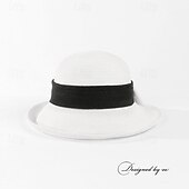 economico Cappelli per feste-berretto Fibra Cappelli da pescatore A falda larga Cappello di paglia Matrimonio Informale Elegante Protezione solare Con Fiocco A fantasia Copricapo Copricapo