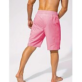 お買い得  男性用水泳パンツ-男性用 ボードショーツ スイムトランク お出かけ 週末 速乾性 ドローストリング 弾性ウエスト ポケット付き 平織り 膝丈 体操服 カジュアル アクティブウェア ワインレッド ブラック