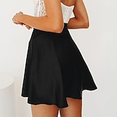 billiga Casual kjolar-dammardi gras kjol en linje mini hög midja kjolar rosett enfärgad vardagshelg sommar satin mode casual vin svart-vit svart rosa karnevalstema