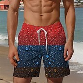 cheap Geometric Print-Men&#039;s Optical Illusion Mixed Color Swim Shorts Board Shorts Swimming Trunks Mid Waist Vacation Hawaiian Holiday Vacation Holiday Beach Drawstring with Mesh lining Elastic Waist Designer Clothing