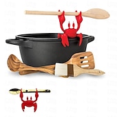 abordables Novedades de utensilios de cocina-Soporte para vajilla de silicona de cangrejo rojo, soporte para cuchara de silicona para estufa, soporte resistente al calor, soporte para cuchara antideslizante, dispositivo de liberación de vapor