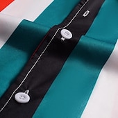 cheap Men&#039;s Button Up Shirts-Men&#039;s Summer Shirt Casual Shirt Bowling Shirt Button Up Shirt Yellow Red Blue Green Short Sleeve Color Block Stripes Turndown Vacation Hawaiian Patchwork Clothing Apparel Polyester Fashion Casual