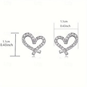 abordables Boucles d&#039;oreilles-Boucles d&#039;oreilles à tige en diamant synthétique pour la Saint-Valentin, classiques, précieuses, élégantes, simples, bijoux en argent blanc pour mariage, fiançailles, 1 paire