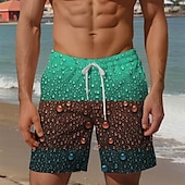 cheap Geometric Print-Men&#039;s Optical Illusion Mixed Color Swim Shorts Board Shorts Swimming Trunks Mid Waist Vacation Hawaiian Holiday Vacation Holiday Beach Drawstring with Mesh lining Elastic Waist Designer Clothing