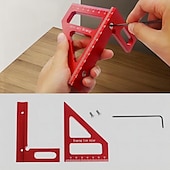 economico Attrezzi di misurazione-Righello di misurazione multiangolo 3D, goniometro quadrato per la lavorazione del legno in lega di alluminio da 45/90 gradi, righello per linee di disegno, righello triangolare per mitra, strumento di misurazione del layout ad alta precisione per ingegne