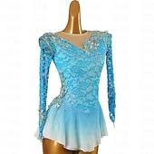 economico Abiti da Pattinaggio Artistico-Vestito da pattinaggio artistico Per donna Da ragazza Pattinaggio sul ghiaccio Vestiti Completi Lilla Nero Bianco Collage Retato Elastene Di pizzo Elevata elasticità Competizione Vestiti da