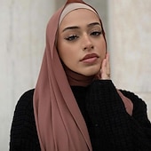 baratos Islâmico Arábico-Mulheres Xales lenços de hijab Árabe árabe muçulmano Ramadã Côr Sólida Adulto Xale